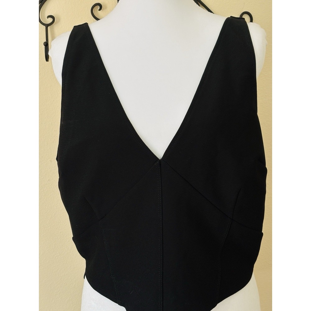 Abercrombie & Fitch Womens Black Solid V-Neck Wide Strap Cropped Cami XL